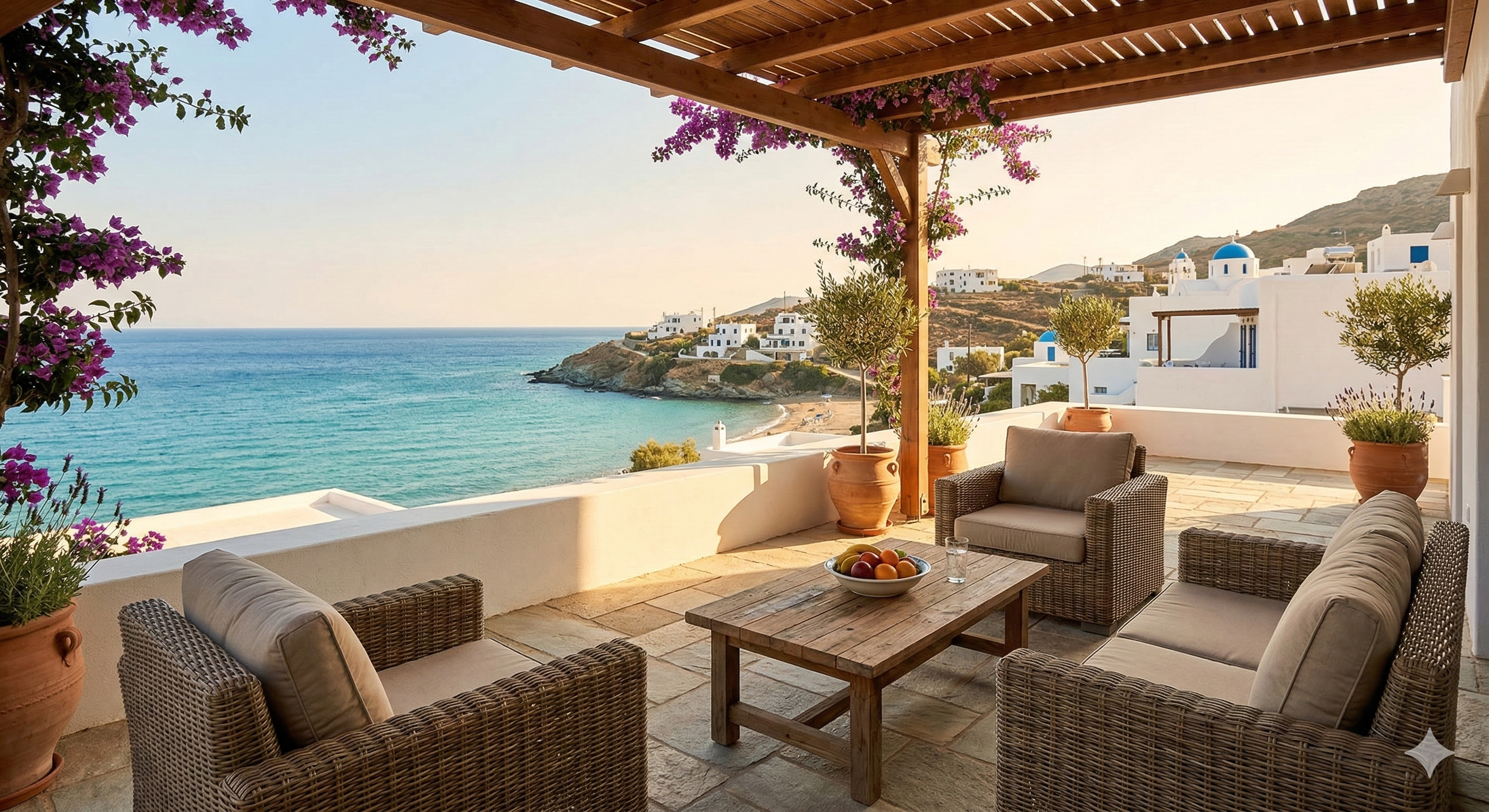Mikonos i tirkizno Egejsko more